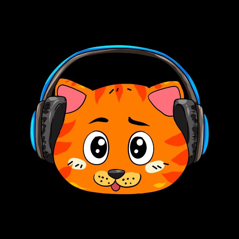 Chat avec écouteurs