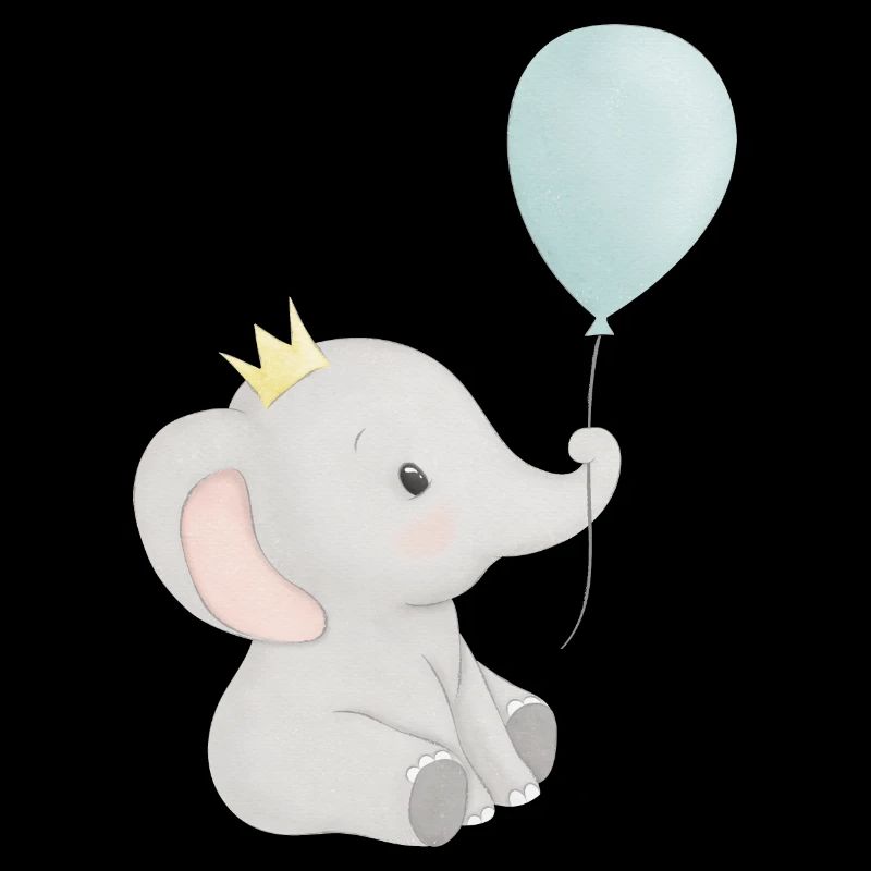 cute elephant with crown and balloon