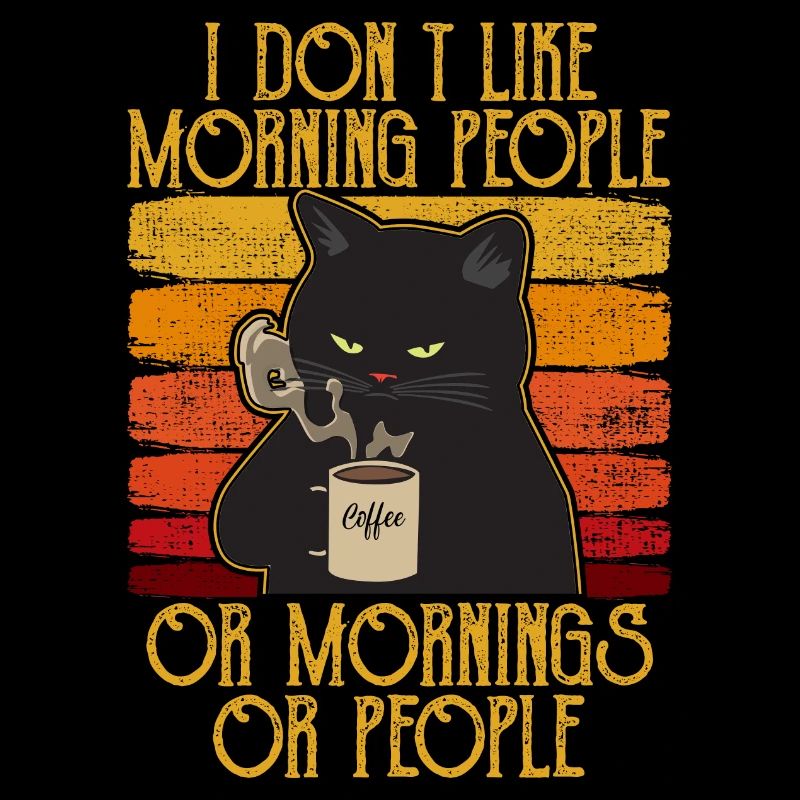je n'aime pas les gens du matin chat café chat