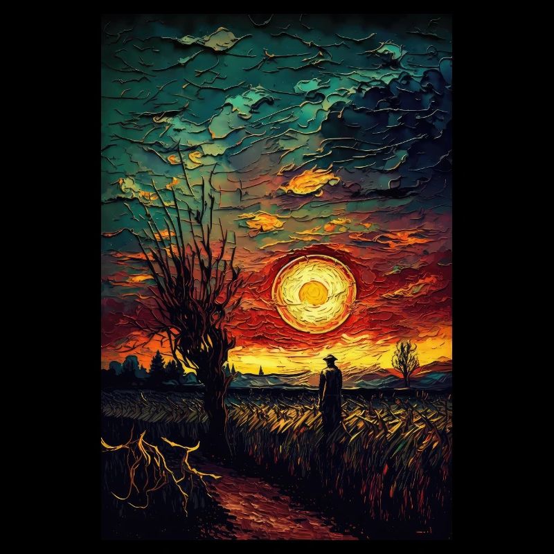 Peintures de terrain de paysage de coucher de soleil