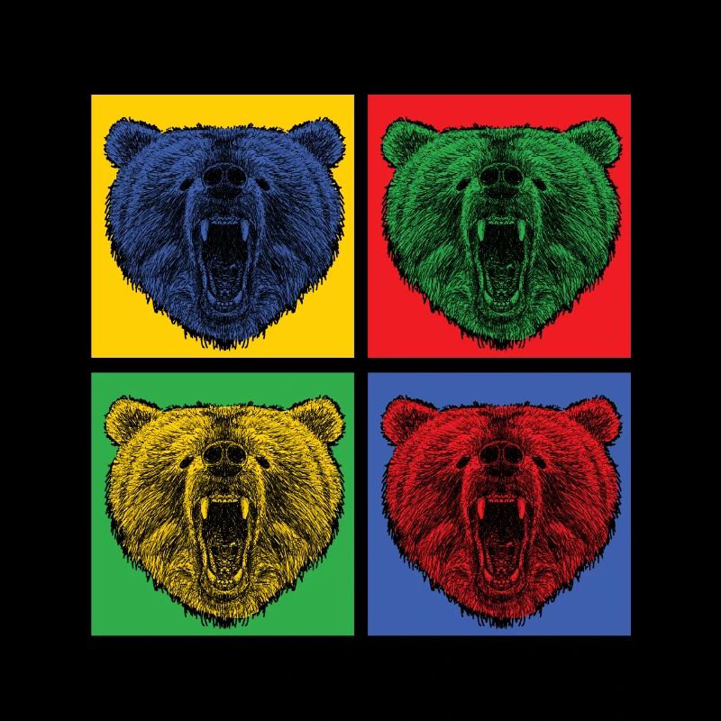 Bär Tier Raubtier bunt popart - Geschenk Idee