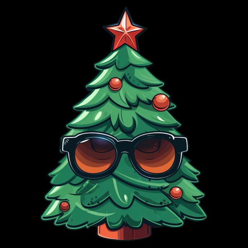 Funny Christmas tree with cap logo design