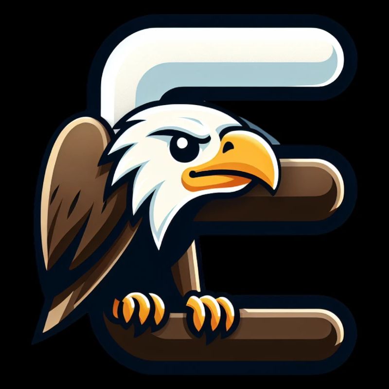 Majestic eagle with letter E