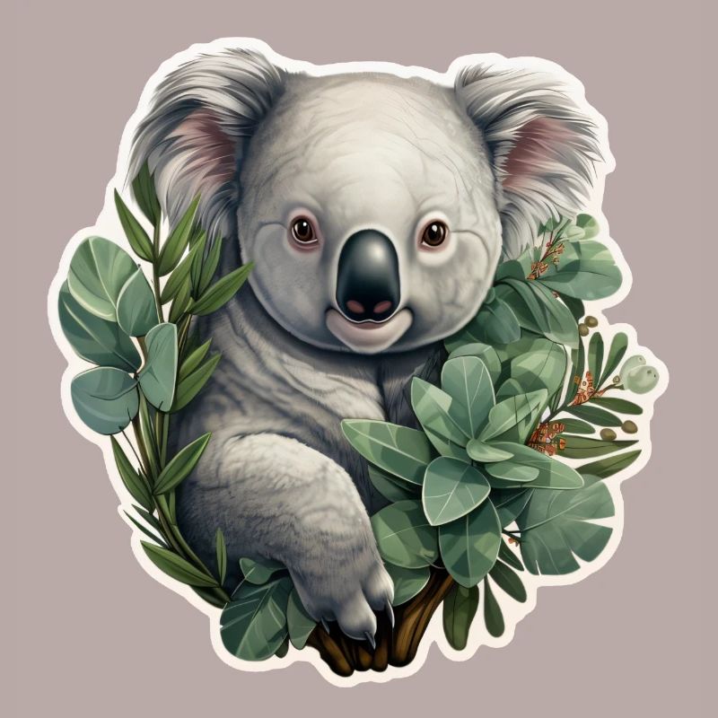 Koala with eucalyptus