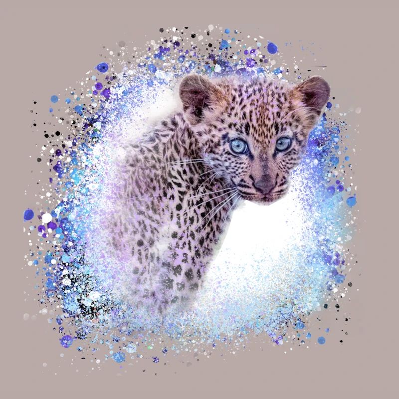 léopard, chat, chat sauvage, graffiti, peinture, bleu