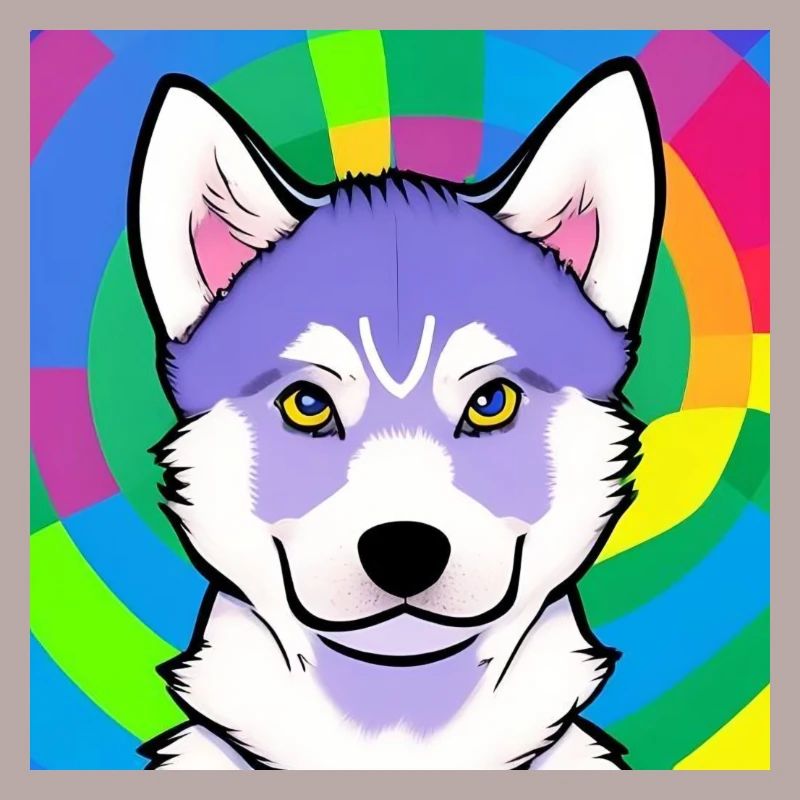 Cute Rainbow Husky Comic Design