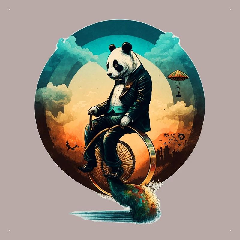 Panda auf einem Einrad