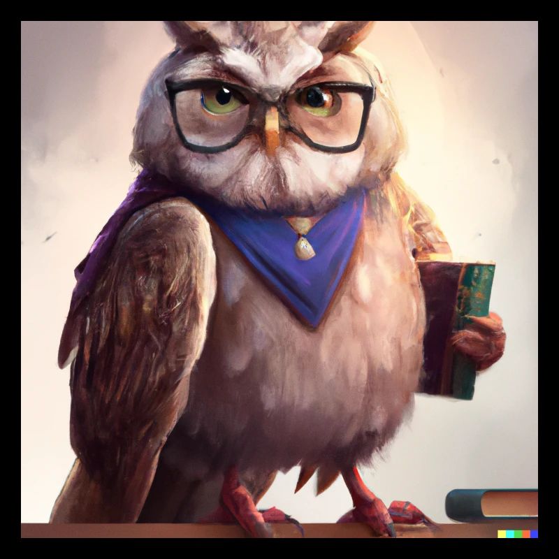 Owl comme bibliothécaire art numérique