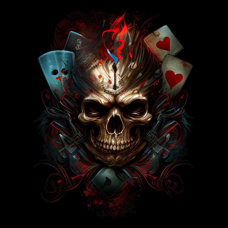 Splash multicolor skull. poker face