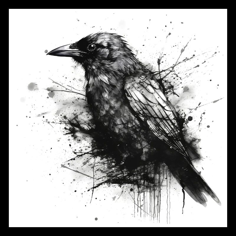 Black crow - gloomy illustration