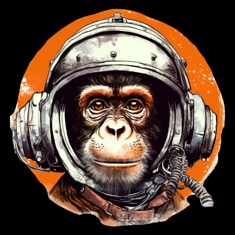 Space Monkey Retro Drawing