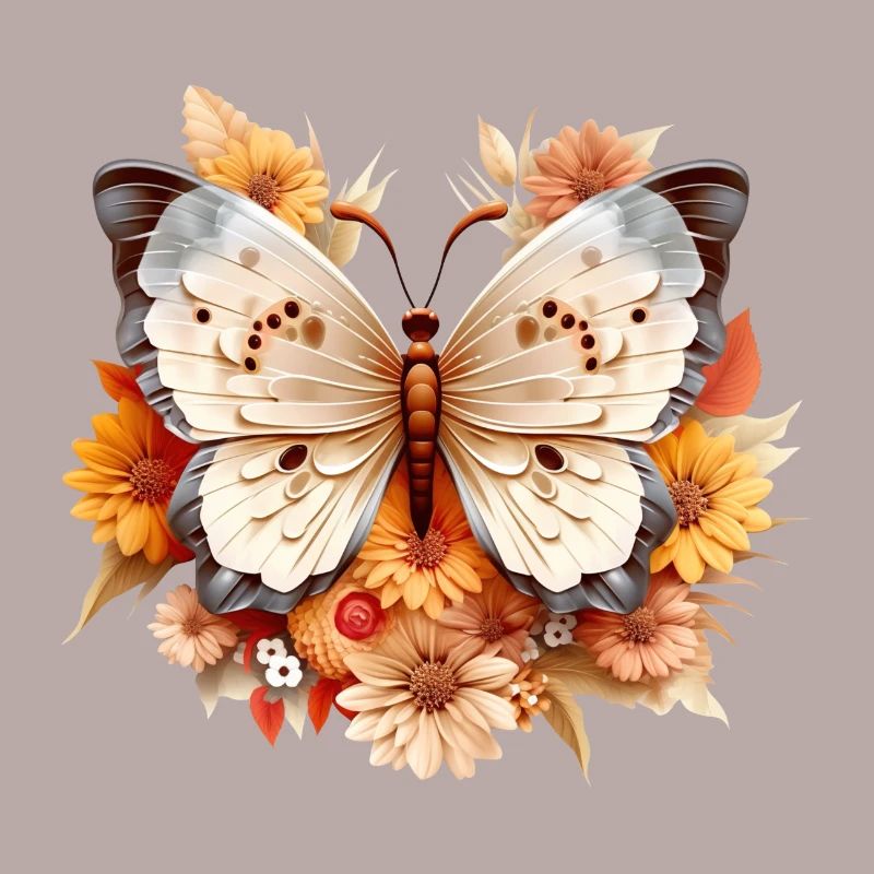 3D papillon fleur papillon fleurs beauté