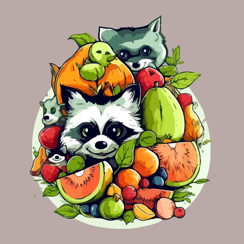 Cute animals in fruit n°2