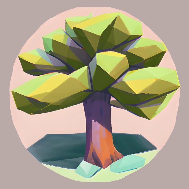 Low Poly - "Singular Low-Poly Tree Beauty"
