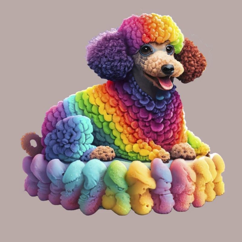 Caniche arc-en-ciel
