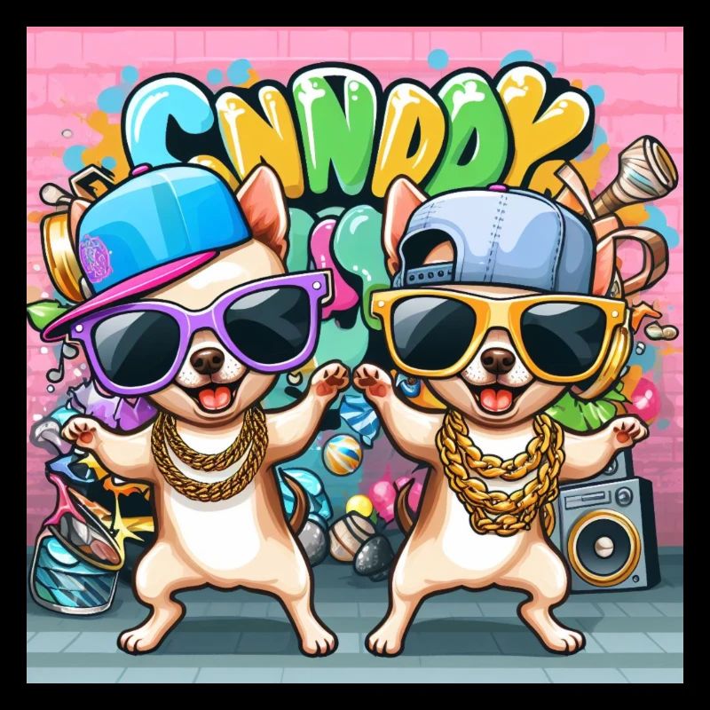 Hip Hop Chihuahuas Candy Style Sonnenbrille Comic