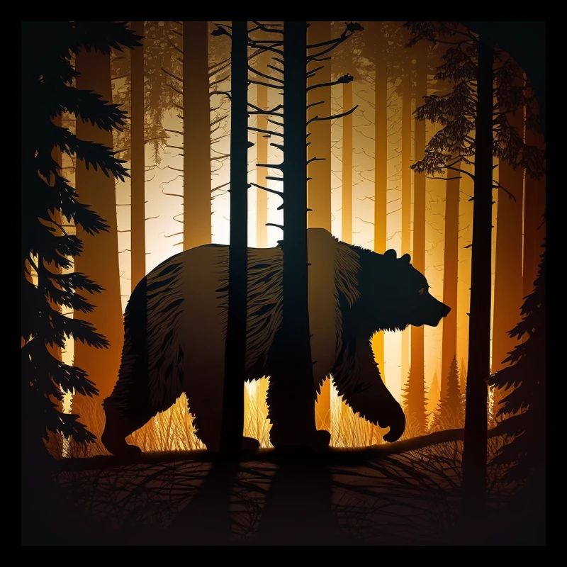 Bear in Forest Sunset, Love Bears