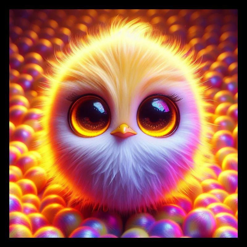 Chick 3D Hyperréalisme en rouge et pastel