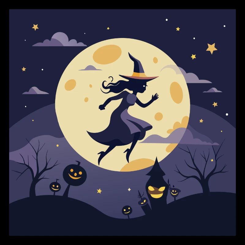Witch in magical moonlight