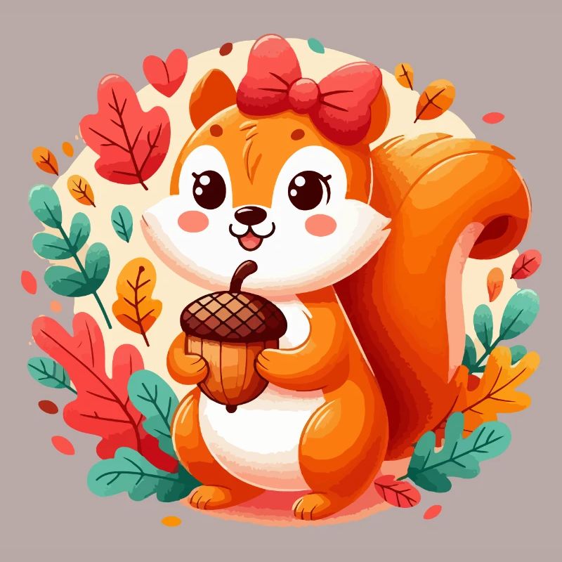 Süßes Eichhörnchen mit Eichel