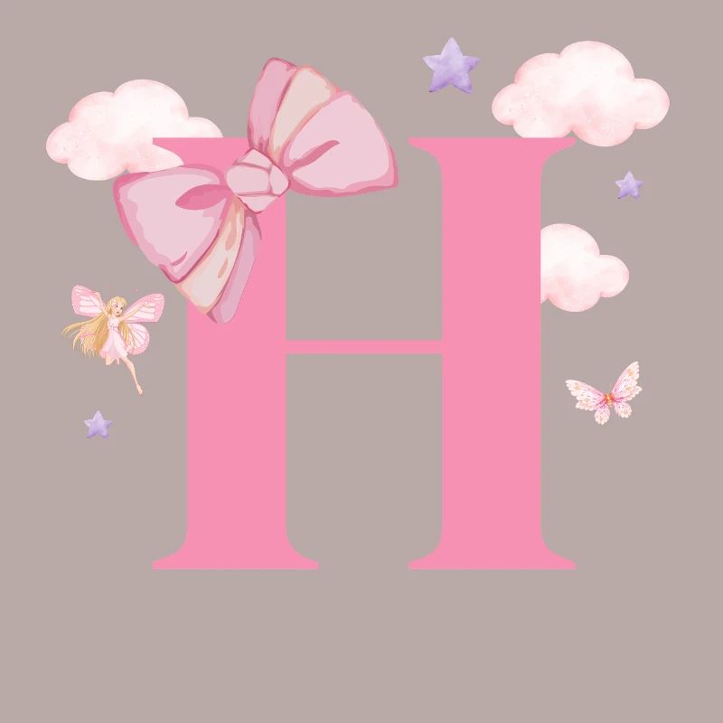 Letter h pink clouds