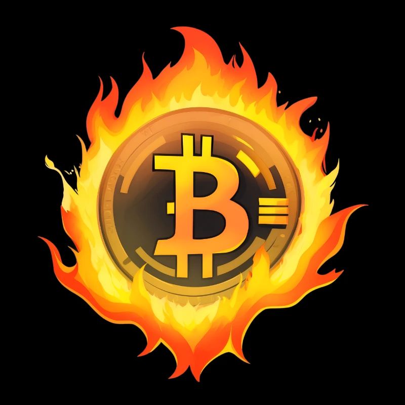 Bitcoin on Fire Crypto Coin Memecoin