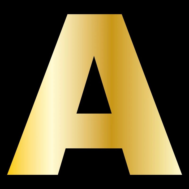 Letter A Gold Text