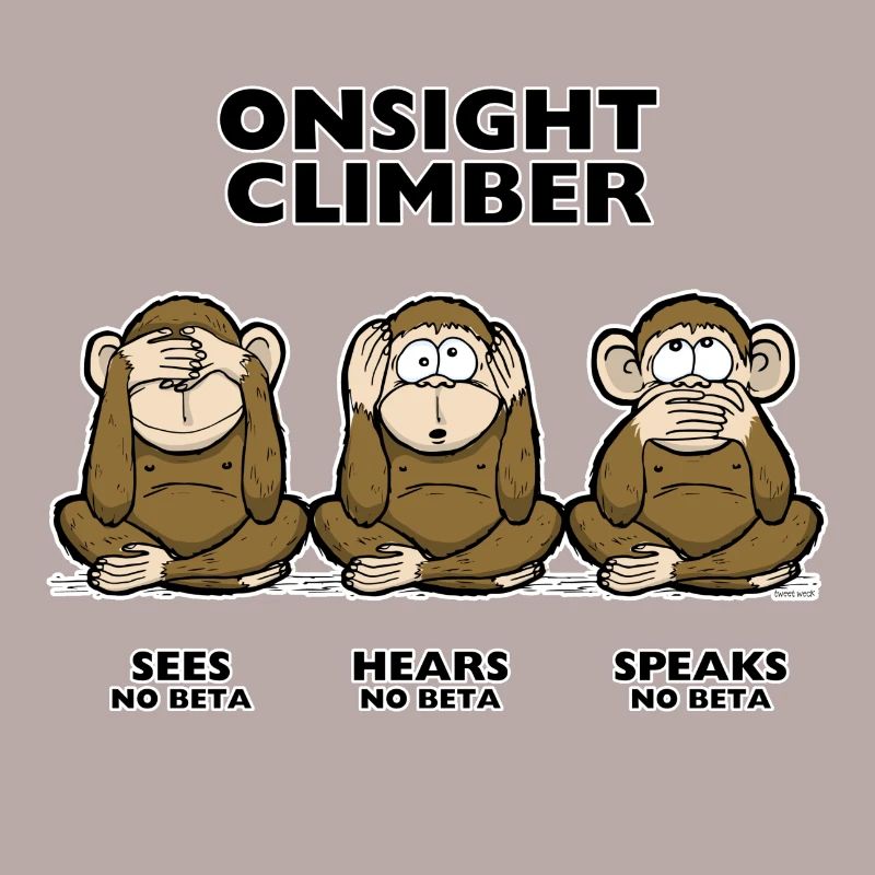 On Sight climber three wise monkey climbing t-shirt