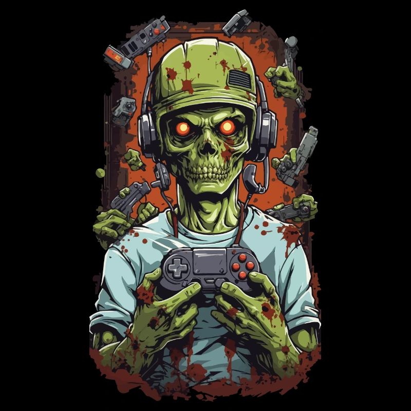 Zombie Gamer with Controller Creepy Gaming