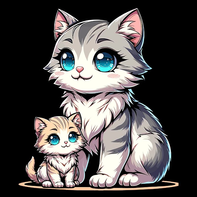 Mignon chats maman et bébé illustration pour