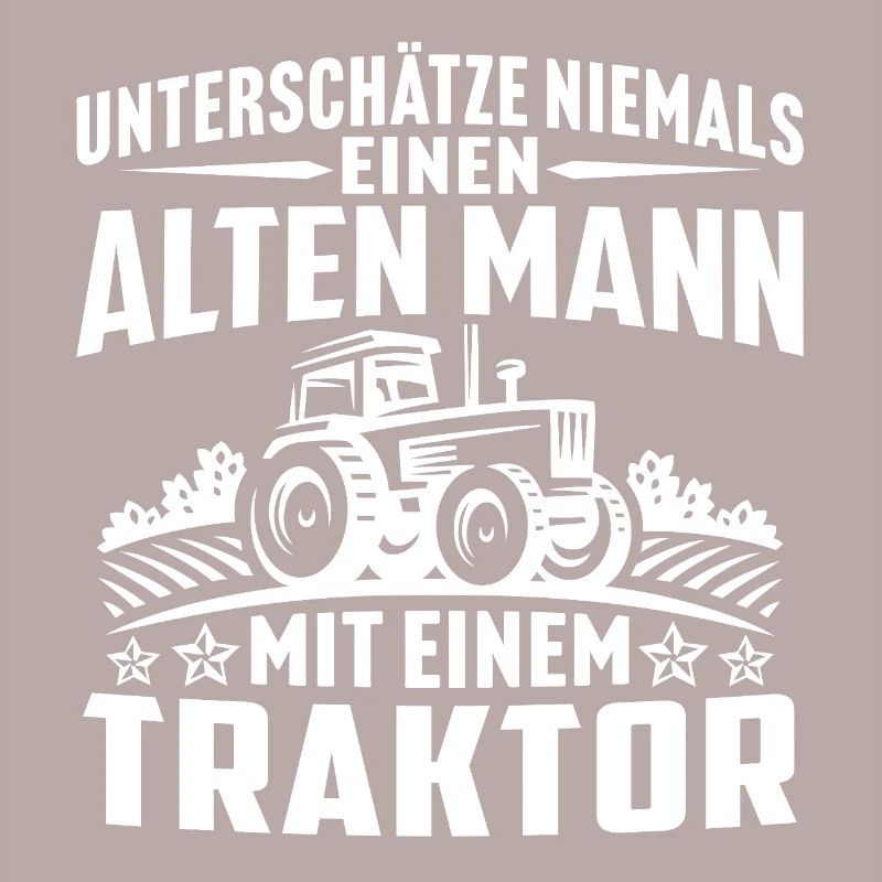 Alten mann mit einem traktor