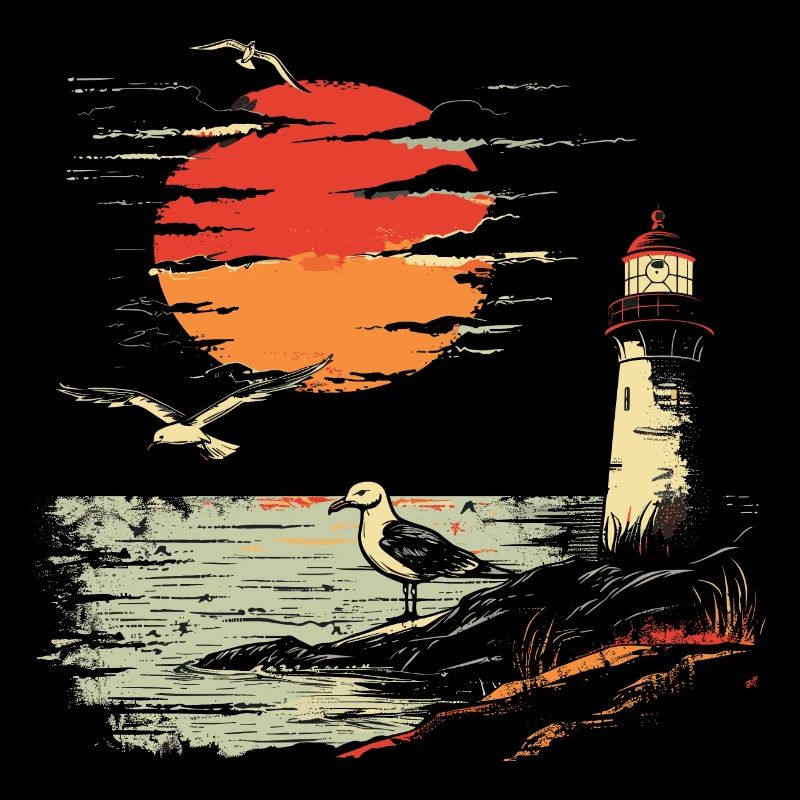 Mouette Seabird Phare Coucher de soleil