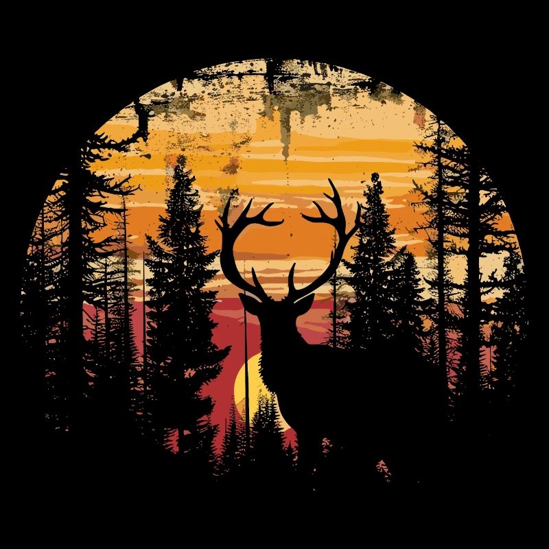 Cerf Forêt Cerf Nature Coucher de Soleil