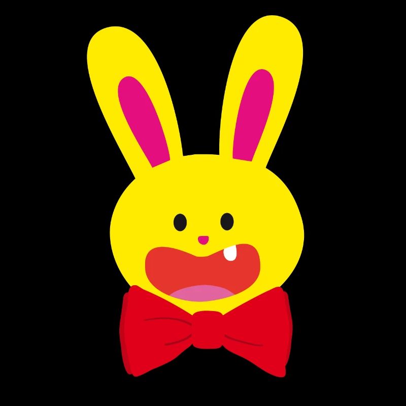 A tooth hare with a bow tie and yellow