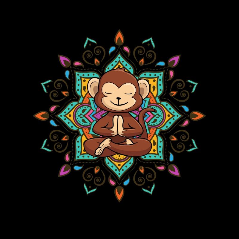 Meditierender Affe Mandala Yoga