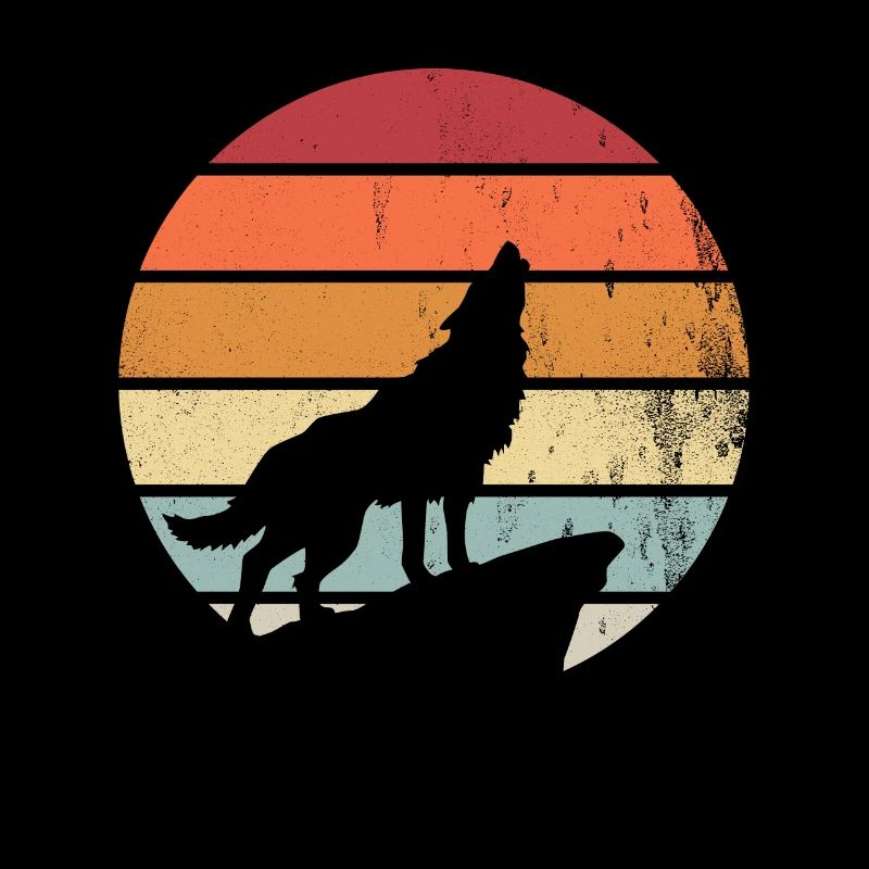 Retro Wölfe Wolf Geschenk Geschenkidee