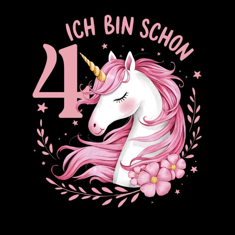4. Geburtstag Mädchen 4 Jahre Pferd Pferde Einhorn