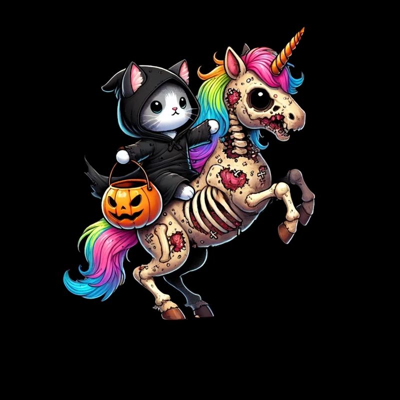 Zombiecorn Katze Halloween Sensenmann