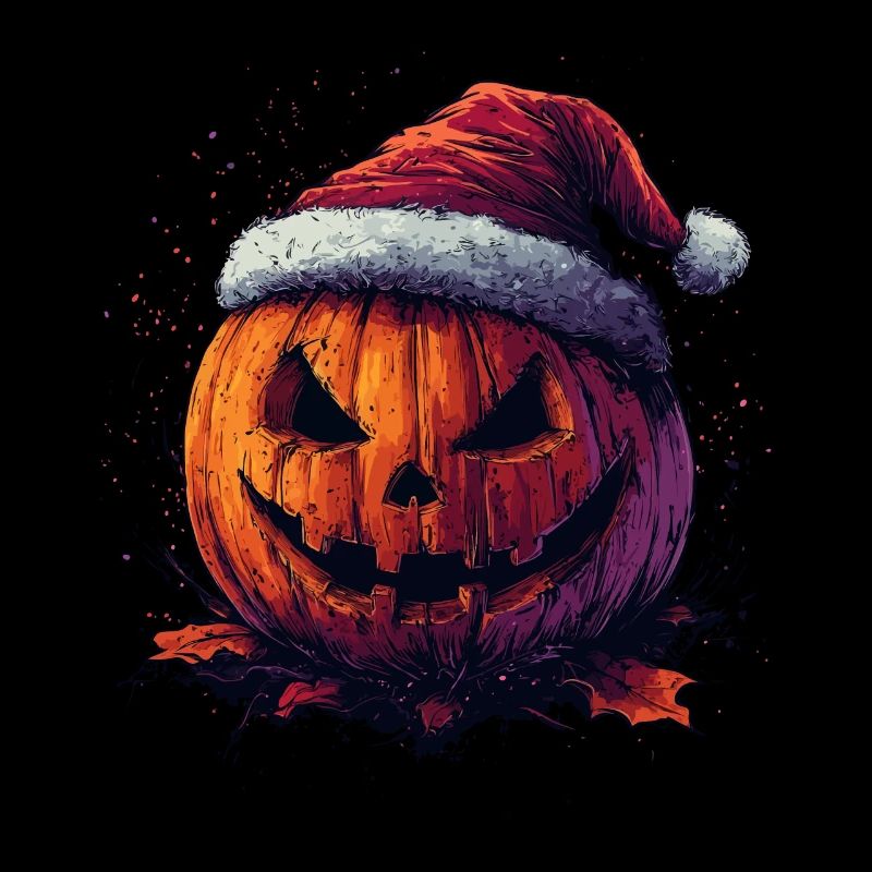 Halloween Gift Pumpkin with Santa Hat Decoration