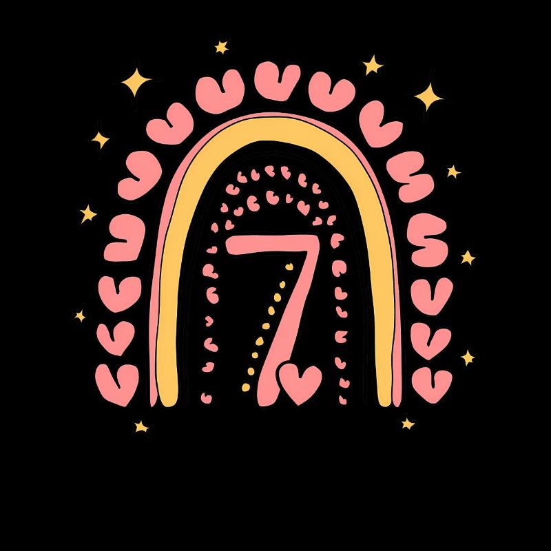 Süßes 7. Geburtstag Herz & Regenbogen Design