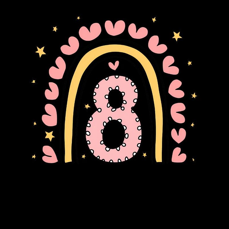 Süßes 8. Geburtstag Herz & Regenbogen Design