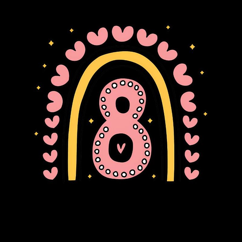 Süßes 8. Geburtstag Herz & Regenbogen Design