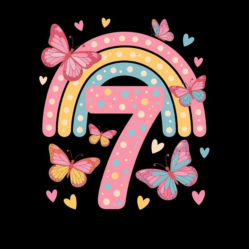 Regenbogen Schmetterling 7. Geburtstag Mädchen