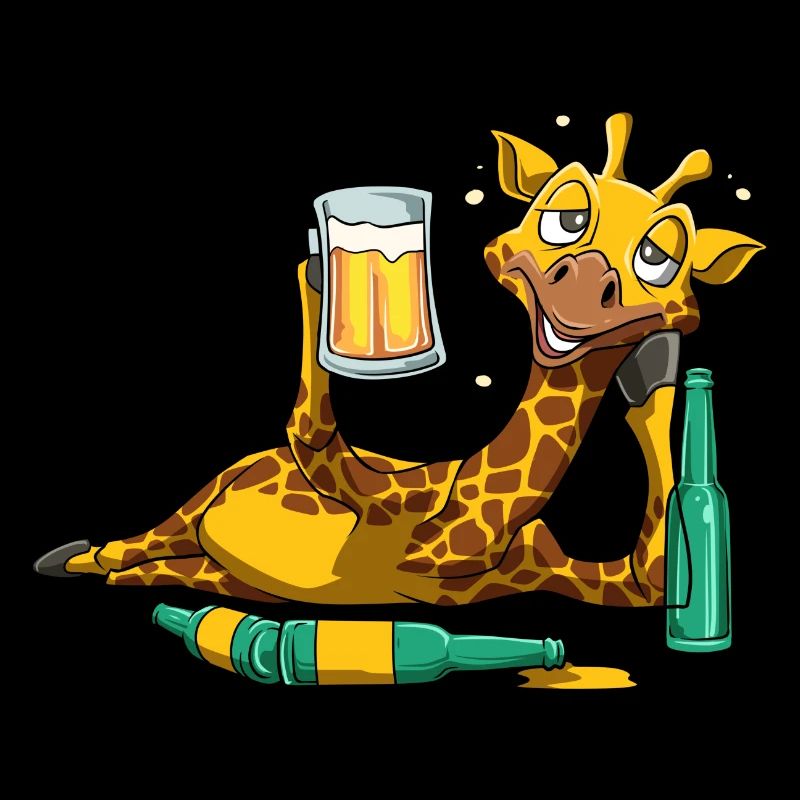 Lustige Giraffe trinkt Bier