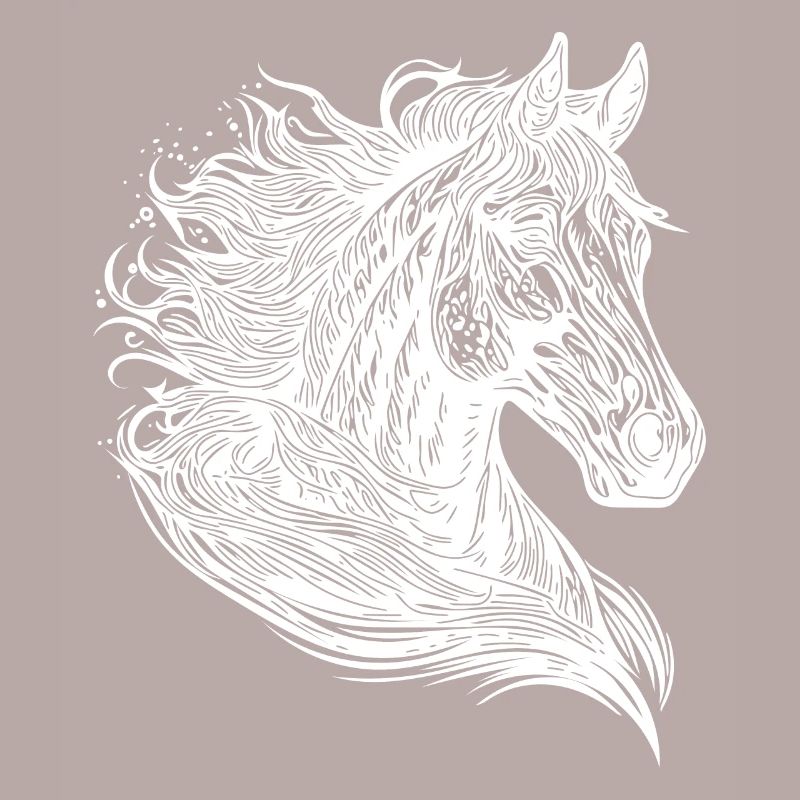Mare portrait with elegant mane blowing in the wind