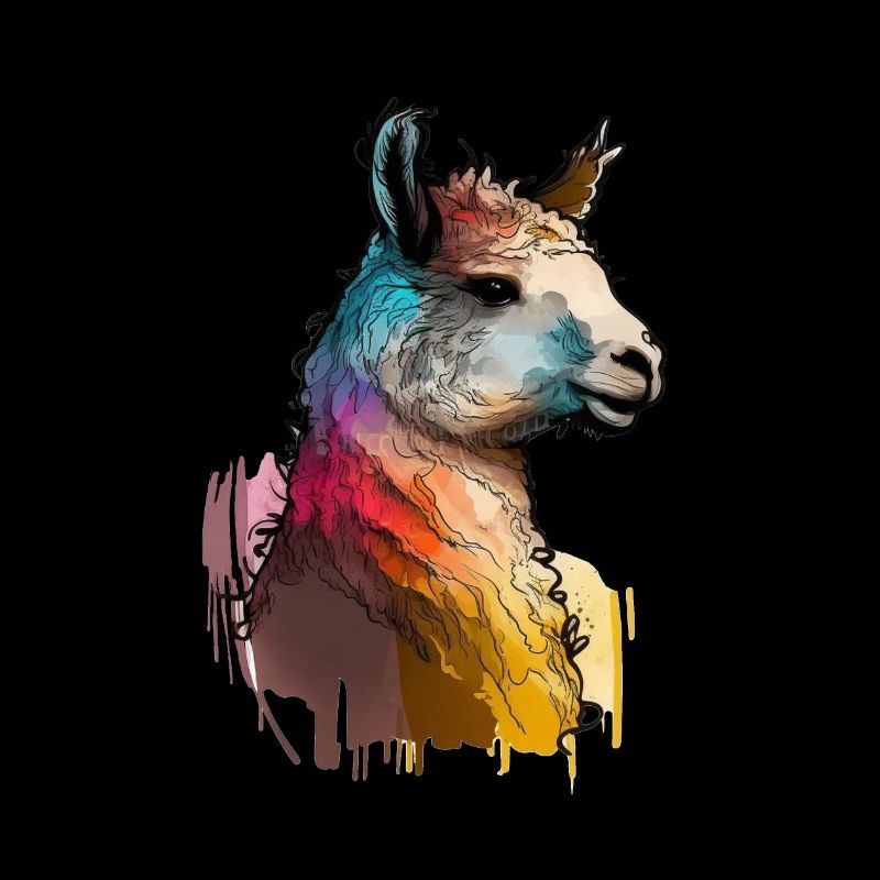 Alpaca Llama Head Rainbow Color Drops