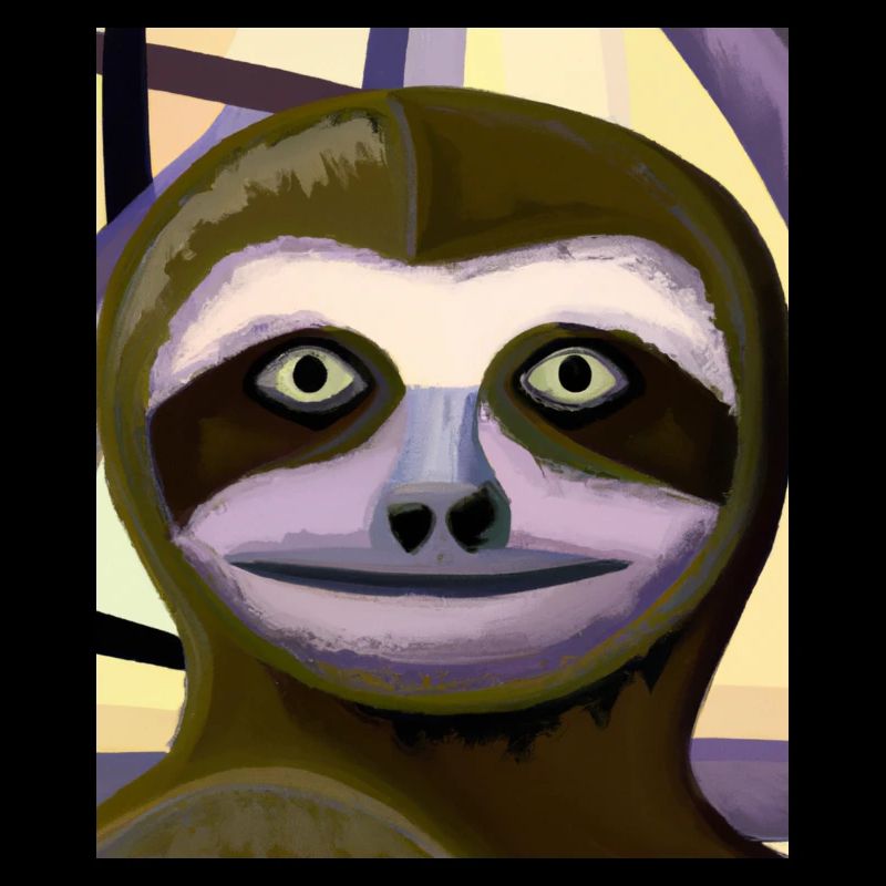 Sloth Portrait Funny Cubism