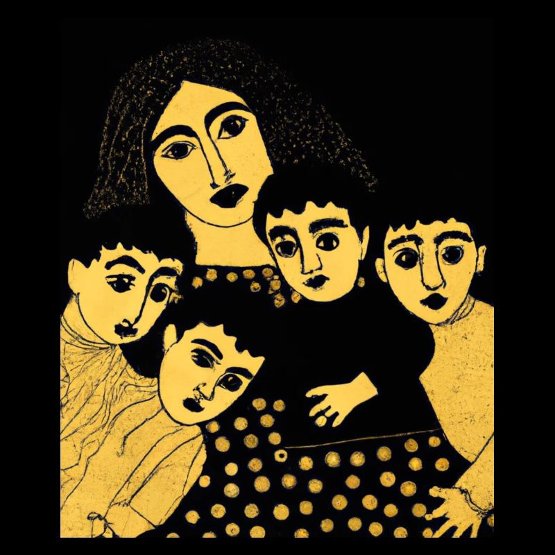 Gustav Klimt Style Portrait Einer Mama Mit Vier
