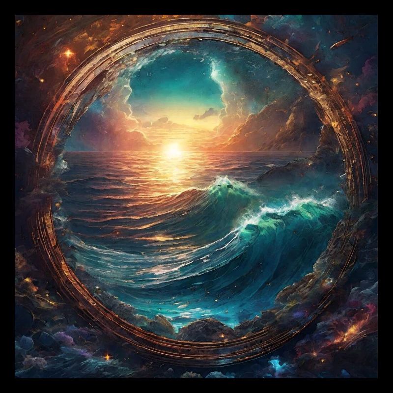 Mer, Eau, Coucher De Soleil, Cercle, Or