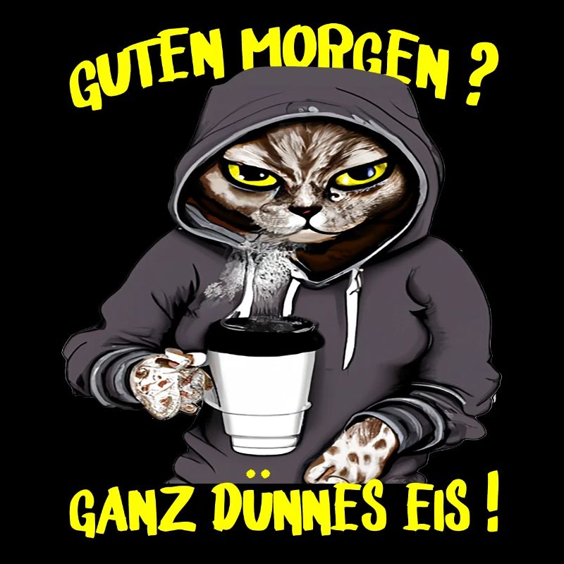 Ganz Dünnes Eis Morgenmuffel Katze Kaffee